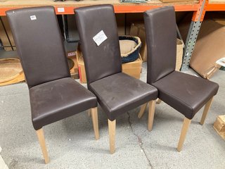 3 X JOHN LEWIS & PARTNERS SLENDER FAUX LEATHER DINING CHAIRS: LOCATION - B1