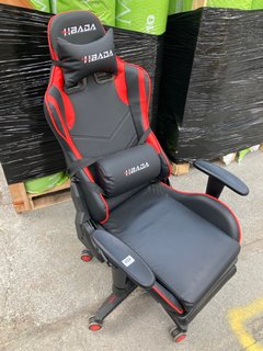 HBADA GAMING CHAIR IN RED/BLACK WITH FOOTREST - RRP £170: LOCATION - B1
