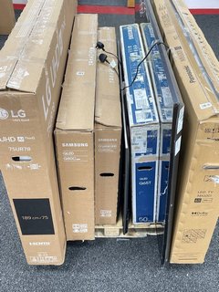 PALLET OF 8 VARIOUS TV'S. (TO INCLUDE LG QNED MINI LED 86" 86QNED866RE, LG UHD THINQ 75" 75UR78006LK, SAMSUNG QLED 80C CLASS 55" QE55Q80CAT, SAMSUNG CU8500 CLASS 50", SAMSUNG QLED Q65A 50", PANASONIC