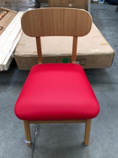 WOODEN CHAIR WITH RED SEAT: LOCATION - BR9