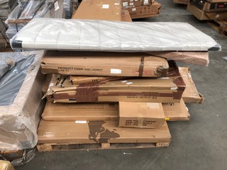 PALLET OF ASSORTED FLAT PACK ITEMS TO INCLUDE LADDER SHELF IN WHITE: LOCATION - B9 (KERBSIDE PALLET DELIVERY)