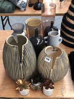 QTY OF ASSORTED ITEMS TO INCLUDE IMOGEN VASE IN BROWN: LOCATION - A3T