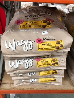 4 X 15KG BAGS OF WAGG KENNEL WORKING DOG FOOD IN CHICKEN FLAVOUR ( B.B DATE 30.3.2024 ): LOCATION - CR