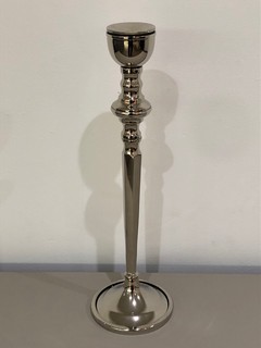 TRADITIONAL ORNATE STYLE LARGE CANDLESTICK IN POLISHED CHROME FINISH: LOCATION - A2