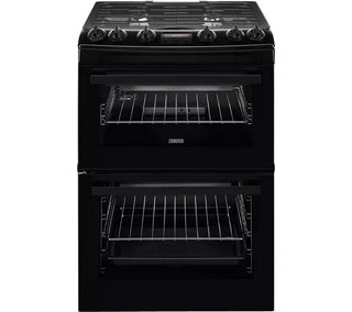 ZANUSSI 60CM DOUBLE GAS COOKER : MODEL ZCG63260BE - RRP £799: LOCATION - B2