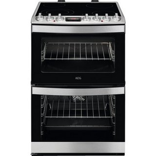 AEG STEAMBAKE DOUBLE ELECTRIC OVEN: MODEL CCB6740ACM - RRP £949: LOCATION - B2