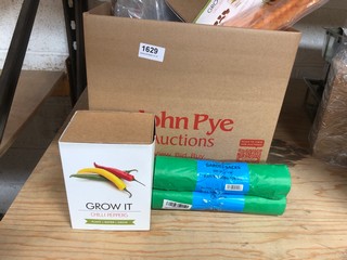 QTY OF ASSORTED ITEMS TO INCLUDE GREEN GOBBLER BIO-FLOW DRAIN STRIPS AND GROW IT CHILI PEPPERS KIT: LOCATION - H0