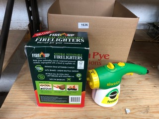 QTY OF ASSORTED ITEMS TO INCLUDE FIRE-UP NATURAL SUSTAINABLE FIRELIGHTERS AND MIRACLE-GRO SPRAY BOTTLE: LOCATION - H0