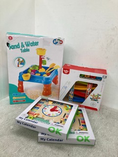 2 X TOOKY TOY 'MY CALENDAR' TO INCLUDE SLIDING TOWER - SMALL AND SAND & WATER TABLE: LOCATION - E7