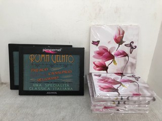 QTY OF FLORAL DESIGN SMALL CANVAS' TO INCLUDE 2 X SETS OF PLACEMATS: LOCATION - E14