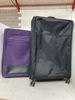 2 X LARGE SUITCASES TO INCLUDE PURPLE AND BLACK COLOURS: LOCATION - E15
