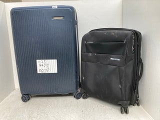 LARGE HARDSHELL BRIGGS & RILEY SUITCASE IN NAVY TO INCLUDE SMALL SAMSONITE SUITCASE IN BLACK: LOCATION - E15