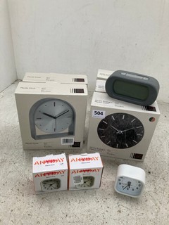 QTY OF JOHN LEWIS & PARTNERS FURNITURE ITEMS TO INCLUDE MARBLE ANALOGUE MANTEL CLOCK AND ALARM CLOCK: LOCATION - E18