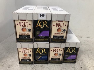 QTY OF ASSORTED COFFEE ITEMS TO INCLUDE PRET ORGANIC ALUMINIUM CAPSULES ( SOME ITEMS MAY BE PAST THEIR SELL BY DATE): LOCATION - F6