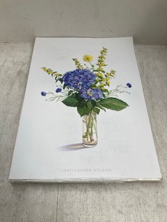 QTY OF BLUE HYDRANGEA WITH YELLOW LOOSESTRIFE BY CHRISTOPHER RYLAND PRINTS COMBINED RRP £250: LOCATION - AR5