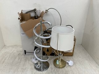 QTY OF ASSORTED JOHN LEWIS & PARTNERS LIGHTING TO INCLUDE MODERN LED SPIRAL TABLE LAMP & HECTOR MEDIUM PLEAT WALL LIGHT: LOCATION - BR2