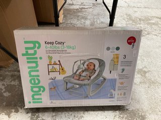 2 X ASSORTED ITEMS TO INCLUDE INGENUITY KEEP COSI BABY ROCKING CHAIR TO INCLUDE A PLUG IN AUTOMATIC ROCKING CHAIR: LOCATION - BR3