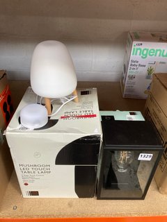 QTY OF ASSORTED JOHN LEWIS & PARTNERS LIGHTING TO INCLUDE BLACK BOX FRAMED WALL LIGHT & MUSHROOM LED TOUCH TABLE LAMP: LOCATION - BR5