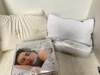 3 X ITEMS TO INCLUDE ROYALISNEEO PILLOW, ELECTRIC BLANKET & GREY BANDED PILLOWS: LOCATION - BR11