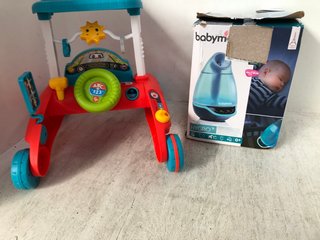 FISHER PRICE HJP 47 2 SIDED STEADY SPEED WALKER TO INCLUDE BABYMOOV PROGRAMMABLE HUMIDIFIER: LOCATION - BR11