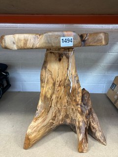 SOLID WOOD NATURAL STATE STOOL WAXED: LOCATION - BR12