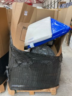 PALLET OF ASSORTED ITEMS TO INCLUDE COT MATTRESSES & OXFORD RADIATOR COVER IN UNFINISHED COLOUR: LOCATION - A5 (KERBSIDE PALLET DELIVERY)