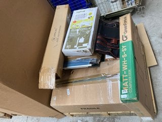 QTY OF ASSORTED ITEMS TO INCLUDE GREENFOREST COMPUTER DESK & VEG TRUG GARDEN GREENHOUSE WITH COVER: LOCATION - B2 (KERBSIDE PALLET DELIVERY)