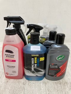 (COLLECTION ONLY) QTY OF ASSORTED ITEMS TO INCLUDE ANTI-FREEZE & COOLANT & TURTLE WAX HYBRID TYRE SHINE SPRAY: LOCATION - A3