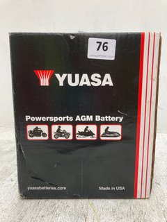 (COLLECTION ONLY) 3 X ITEMS TO INCLUDE YUASA RC-1 POWERSPORTS AGM BATTERY ALSO TO INCLUDE CARLUBE 5W-30 FULL SYNTHETIC OIL: LOCATION - A3
