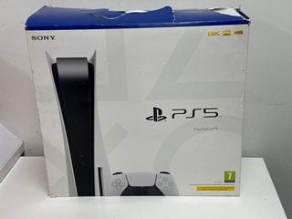 SONY PLAYSTATION 5 DISC EDITION 825 GB GAMES CONSOLE IN WHITE: MODEL NO CFI-1016A (WITH BOX, STAND, DUAL SENSE CONTROLLER & AC POWER ADAPTER, MINOR COSMETIC IMPERFECTIONS- DAMAGE TO BOX) [JPTM112752]