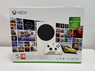 MICROSOFT XBOX SERIES S 512 GB GAMES CONSOLE (ORIGINAL RRP - £249) IN WHITE: MODEL NO 1883 (WITH BOX & ALL ACCESSORIES) [JPTM112645]. (SEALED UNIT). THIS PRODUCT IS FULLY FUNCTIONAL AND IS PART OF OU