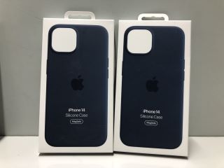 2 X APPLE IPHONE 14 MAGSAFE SILICONE CASES (STORM BLUE)