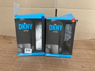 2 X DKNY 3 PACK MENS COTTON LONG SLEEVE TEE SHIRT SIZES L AND M