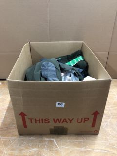 BOX OF ASSORTED MENS CLOTHES INC GREEN TROUSERS