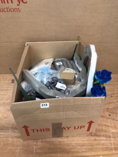 BOX OF ASSORTED ITEMS INC FAKE FLOWERS