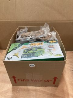 BOX OF ASSORTED ITEMS INC LETS GO! STURDY STYLE TRICERATOPS DINO TRUCK