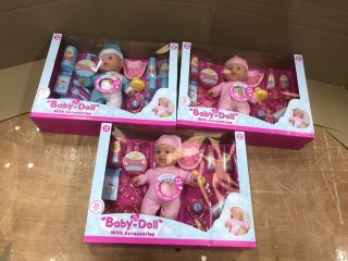 3 X BABY DOLL WITH ACCESSORIES