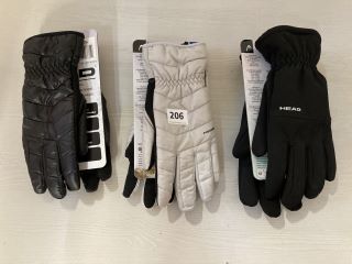 3 X PAIRS OF HEAD WINTER GLOVES
