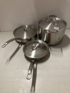 SET OF 3 COOKING PANS IN STAINLESS STEEL