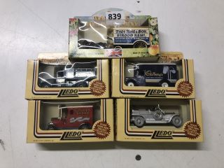 5 X ASSORTED VINTAGE COLLECTABLE METAL CARS TO INCLUDE LLEDO CADBURYS