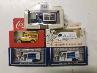 5 X ASSORTED VINTAGE COLLECTABLE METAL CARS TO INCLUDE COCA COLA
