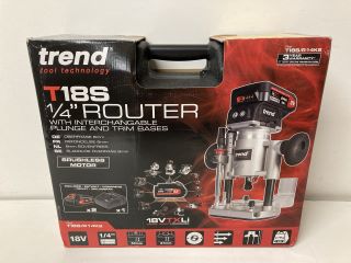 TREND T18S ROUTER WITH PLUNGE AND TRIM BASES