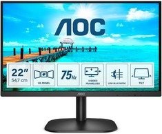 AOC 22 INCH FHD 75HZ MONITOR. (WITH BOX) [JPTC63747] (COLLECTION OR OPTIONAL DELIVERY)