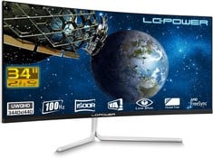 LC-POWER M34-UWQHD-100-C-V3 34 INCH UWQHD (ULTRAWIDE GAMING MONITOR - CURVED 1500R) VA PANEL, 3440X1440, 100HZ GAMING ACCESSORY (ORIGINAL RRP - £329.00) IN SILVER AND BLACK. (WITH BOX) [JPTC63364] (C