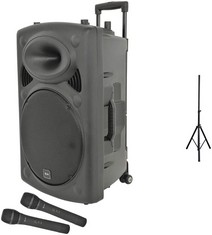 QTX NEW RECHARGEABLE BATTERY 15" PORTABLE PA SPEAKER SYSTEM QR15PABT SPEAKER (ORIGINAL RRP - £296.00) IN BLACK. (WITH BOX) [JPTC64531] (COLLECTION OR OPTIONAL DELIVERY)