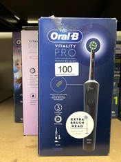 QTY OF ITEMS TO INCLUDE ORAL-B VITALITY PRO ELECTRIC TOOTHBRUSHES FOR ADULTS, FATHERS DAY GIFTS FOR HIM / HER, 1 HANDLE, 2 TOOTHBRUSH HEADS, 3 BRUSHING MODES INCLUDING SENSITIVE PLUS, 2 PIN UK PLUG,