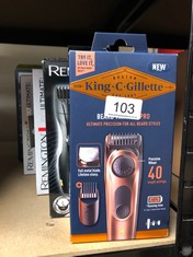QTY OF ITEMS TO INCLUDE KING C. GILLETTE MEN'S BEARD TRIMMER PRO WITH PRECISION WHEEL FOR 40 BEARD LENGTHS: LOCATION - A