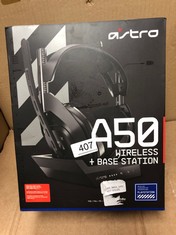 1 X ASTRO GAMING A50 WIRELESS HEADSET + GAMING CHARGING STATION, 4TH GEN, DOLBY, BALANCING GAMING SOUND AND VOICE, 2.4 GHZ WIRELESS CONNECTION, PS5 (HDMI ADAPTER REQUIRED), PS4, PC, MAC - BLACK.: LOC