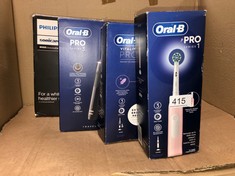 QTY OF ITEMS TO INCLUDE ORAL-B PRO 1 ELECTRIC TOOTHBRUSHES FOR ADULTS WITH 3D CLEANING, MOTHERS DAY GIFTS FOR HER / HIM, 1 TOOTHBRUSH HEAD, GUM PRESSURE CONTROL, 2 PIN UK PLUG, PINK:: LOCATION - D