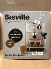 BREVILLE BIJOU BARISTA ESPRESSO COFFEE MACHINE WITH STEAM WAND::: LOCATION - D